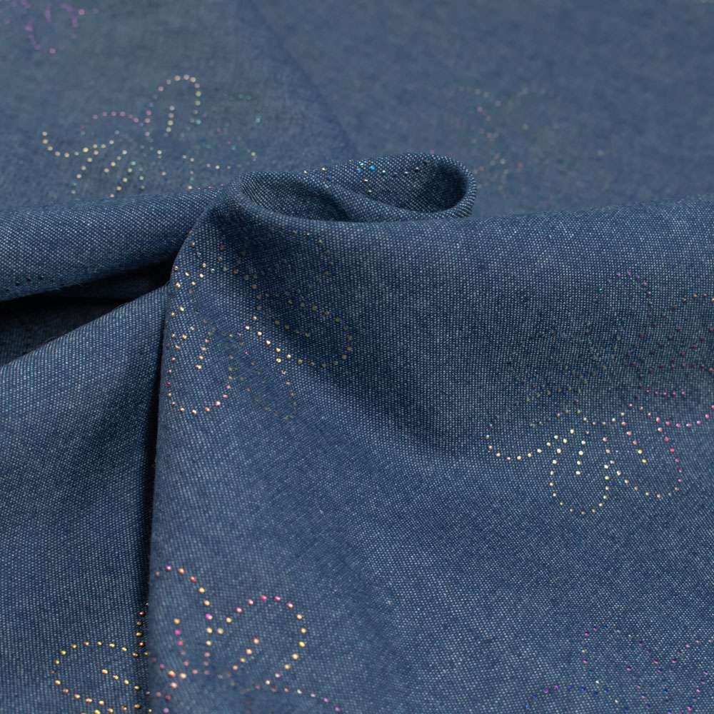 Denim-Stoffblumen Zum Basteln – 75 Mm, 4 Stück, Aus Jeansstoff In Dunkel- & Hellblau