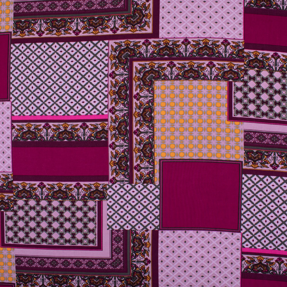 Viskosestoff Patchwork Muster beere flieder Stoffe Werning