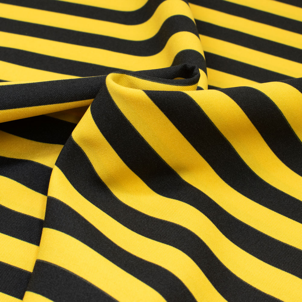 Polyester Stoff Streifen gelb schwarz Stoffe Werning Stoffe