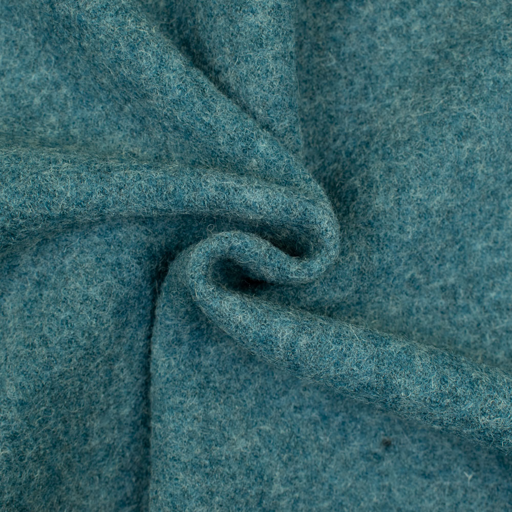 Walkloden meliert blau Stoffe Werning