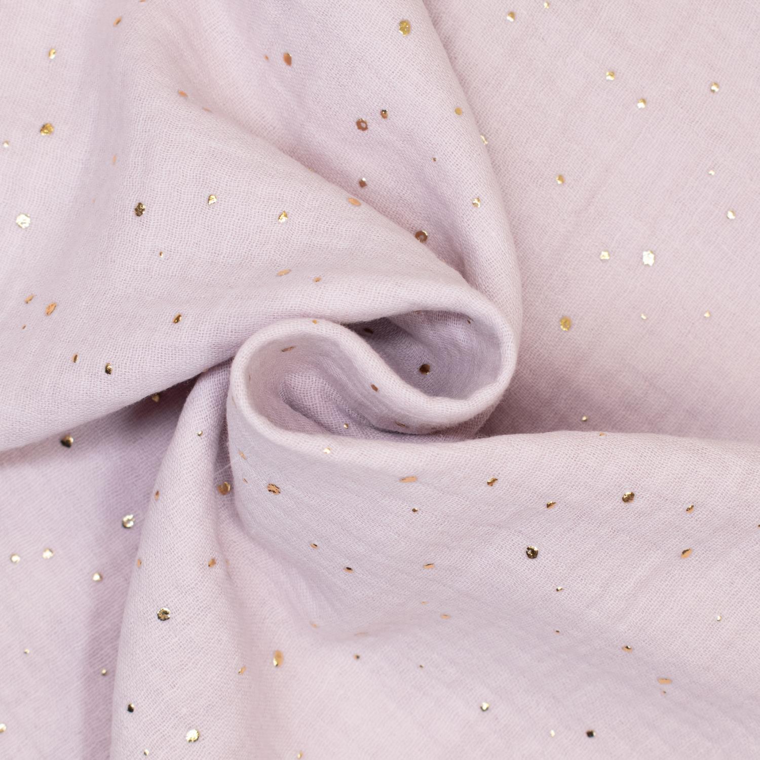 Double Gauze Musselin goldene Tupfen rosa Stoffe Werning