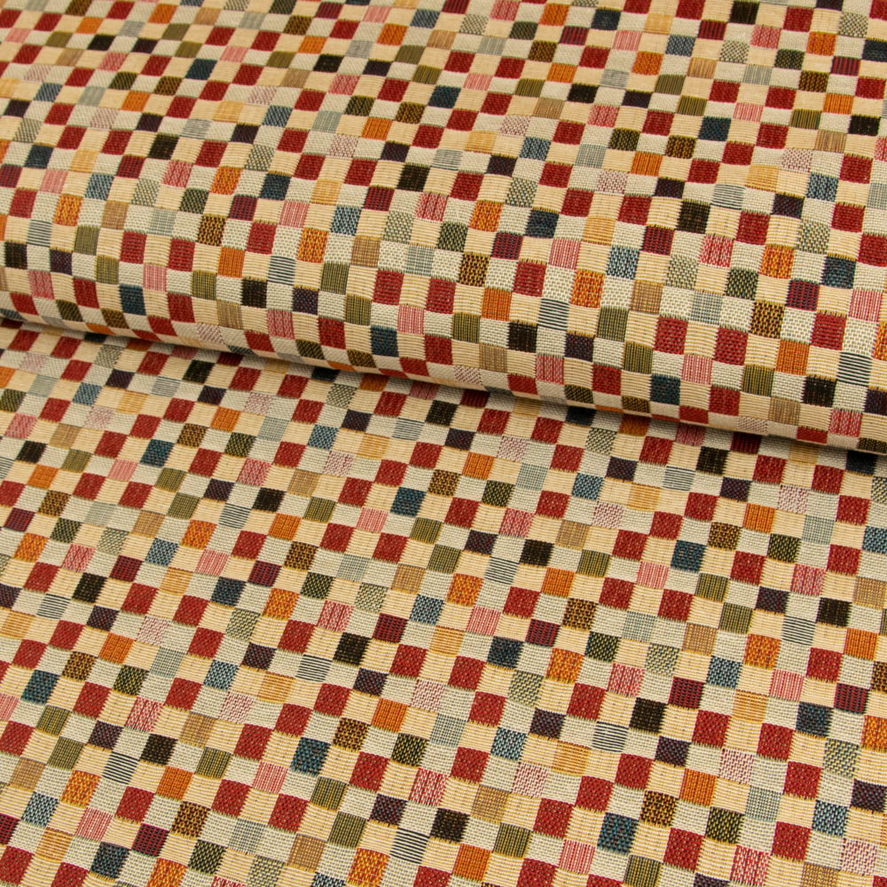 Baumwollstoff Rot Gelb Karierter Stoff Baumwollstoff Orange-weiß