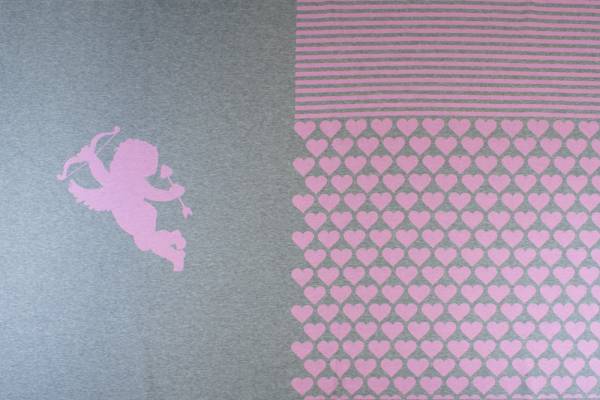 Strick Jersey Panel Amor & Pfeil mit Herzen 1,34 m x 0,80 m