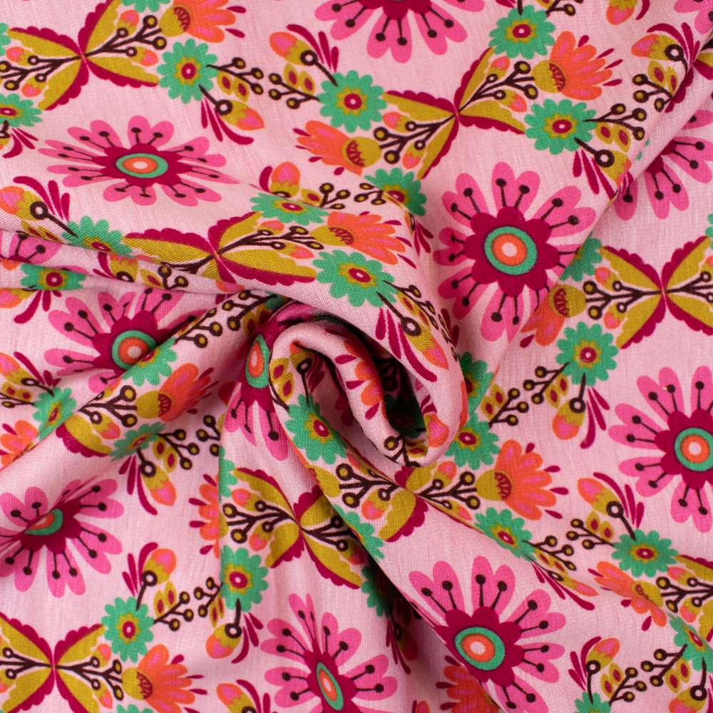 Isla Blumen Rosa Alpenfleece Rosa Alpenfleece Blumen Rosa Stoffe