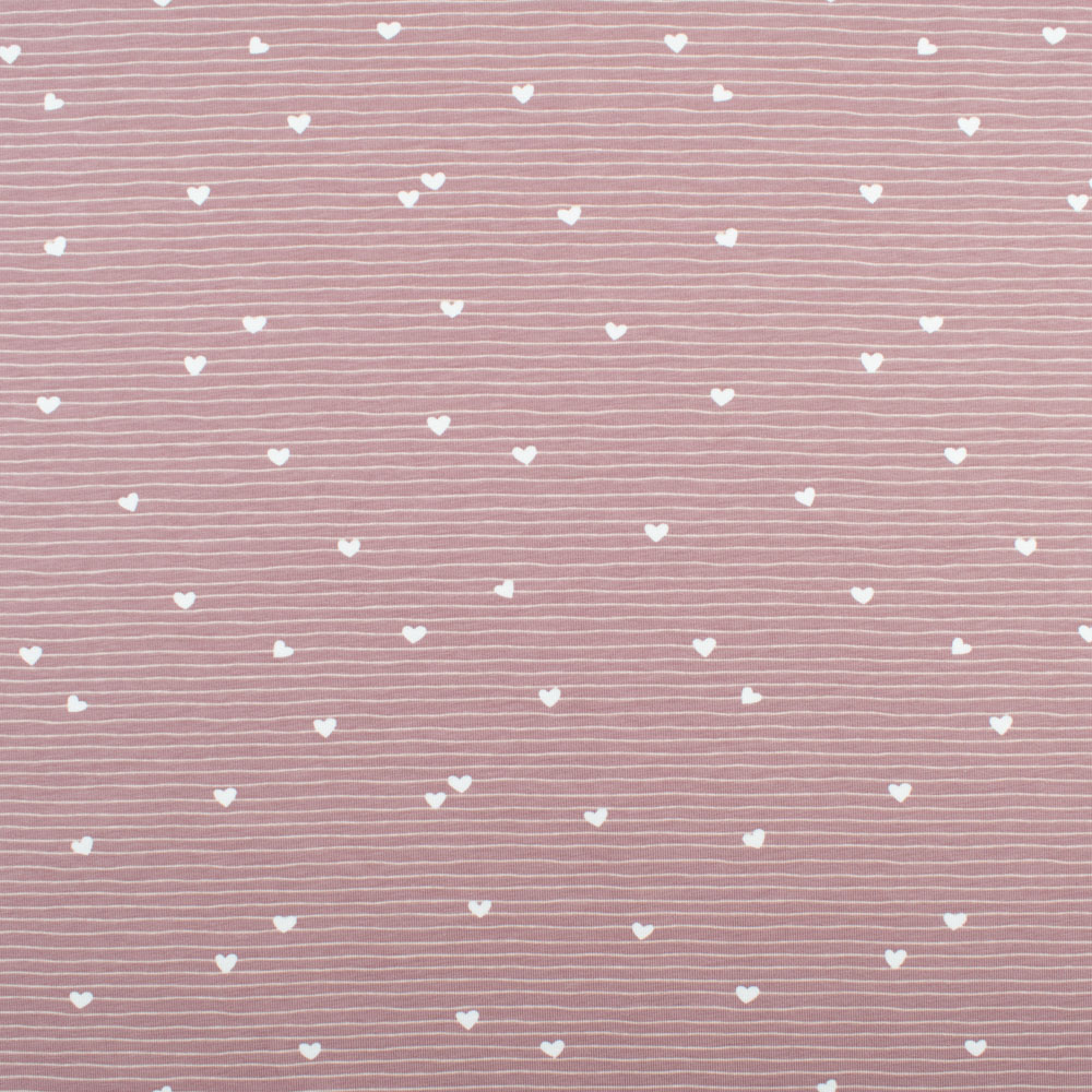 Baumwolljersey Herzen altrosa| Stoffe Werning