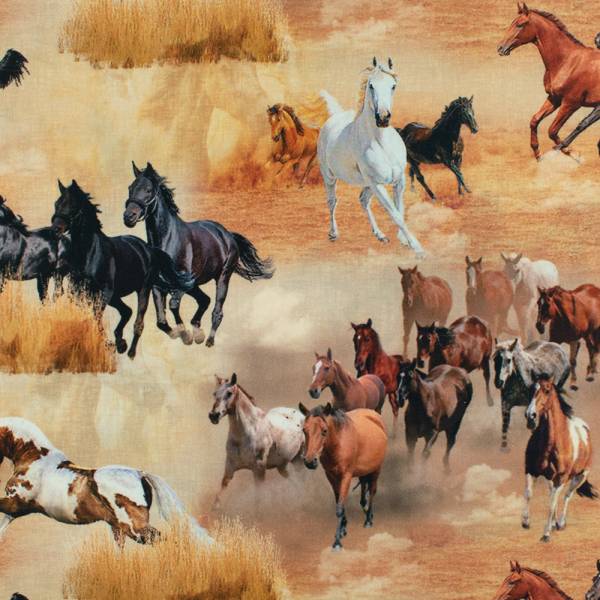 Baumwollstoff Digitaldruck Wild Horses - BW4164-307
