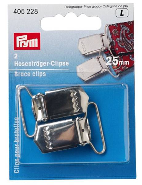 Hosenträger-Clips, 25 mm, silberfarbig 2 Stück Prym