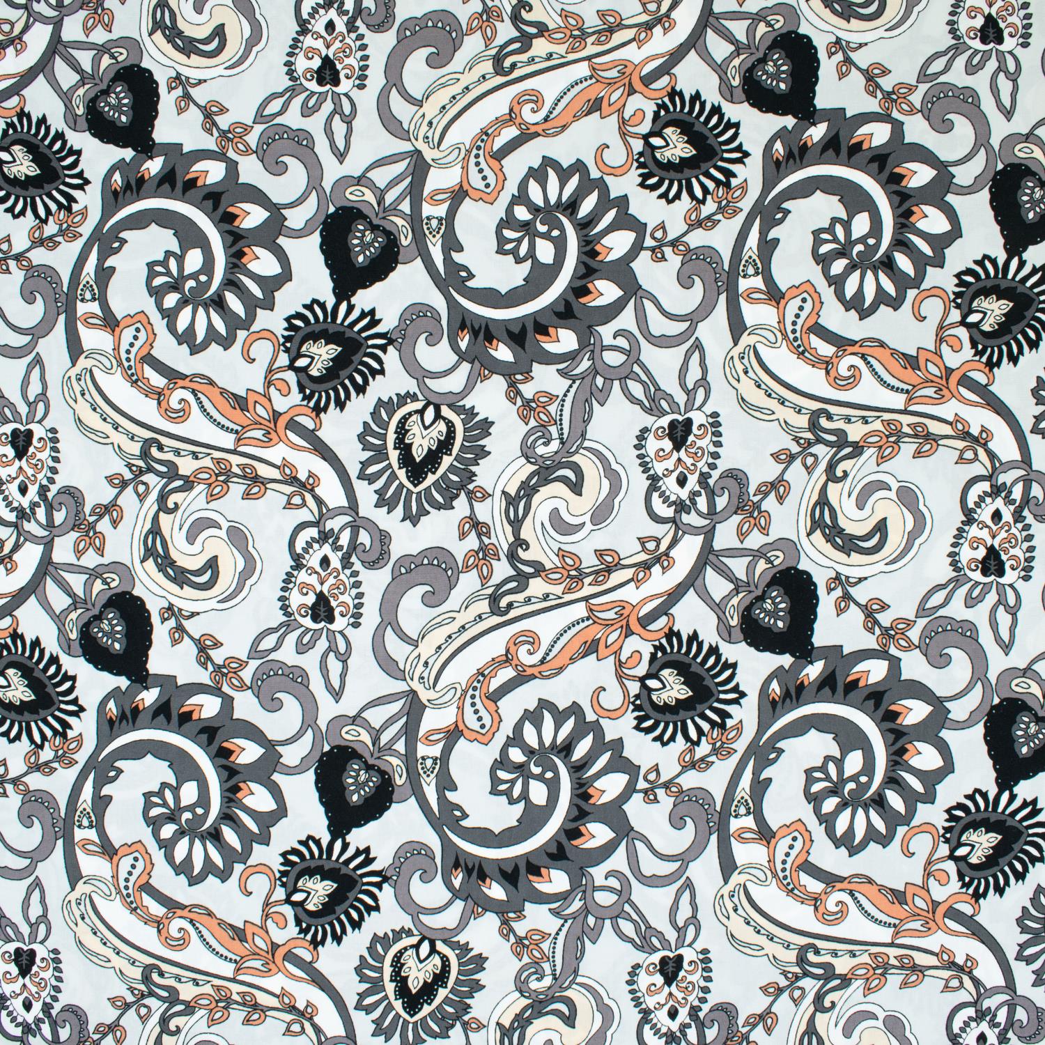 Soimoi Baumwoll-Popeline Stoff – Grau Mit Blauem Mandala-Druck, 107 Cm (42 Zoll) Breit