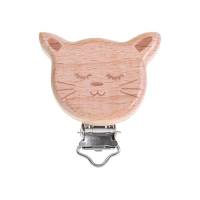 Schnullerclip Holz Katze - KW2031