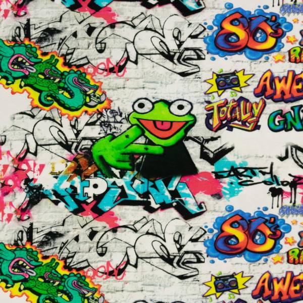 Baumwolljersey Digitaldruck Graffiti Frosch bunt