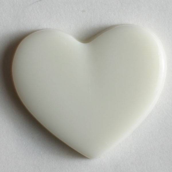 Kinderknopf in Form eines Herzes -  Größe: 13mm weiß