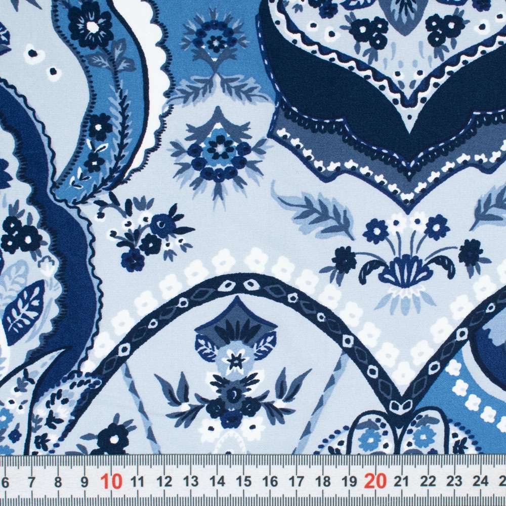 Soimoi Blau Georgette Viskose Stoff – Digital Bedruckt Mit Paisley & Dot-Muster, 42 Zoll (ca. 107 Cm) Breit, Meterweise