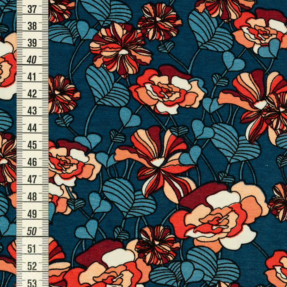 Viskose Jersey Stoff Kleiderstoff Digitaldruck Elastisch Strandkleid Blumen E25 