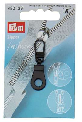 Prym Fashion-Zipper Öse Schwarz – Tropfenförmig, Mit Karabinerhaken, Für Reißverschlüsse