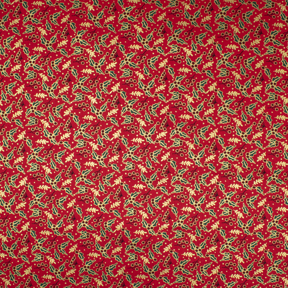 Baumwollstoff Popeline Stechpalme rot l Stoffe Werning