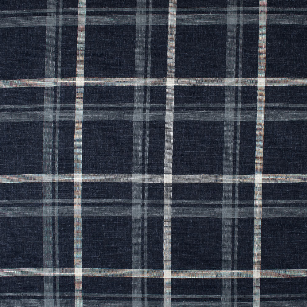 Leinen Viskose Karo nachtblau Stoffe Werning Stoffe Werning