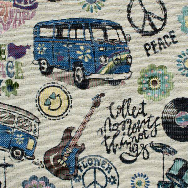 Gobelin Hippie-Party blau - GO1059-527