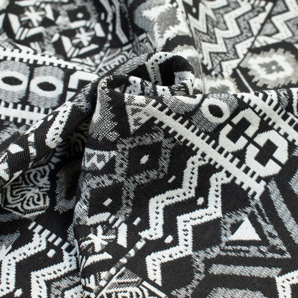 Jacquard doppelseitig Ethno Muster schwarz | Stoffe Werning
