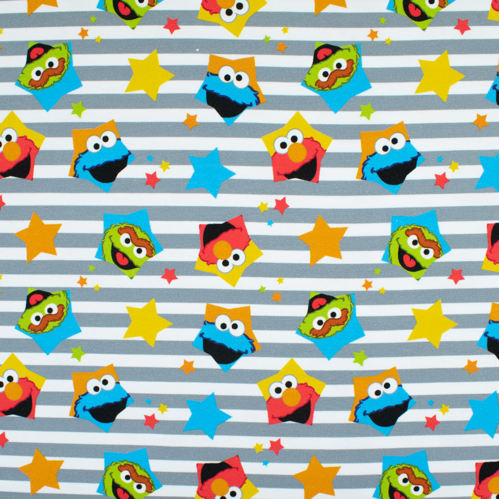 French Terry angeraut Digitaldruck Sesamstraße Stoffe Werning