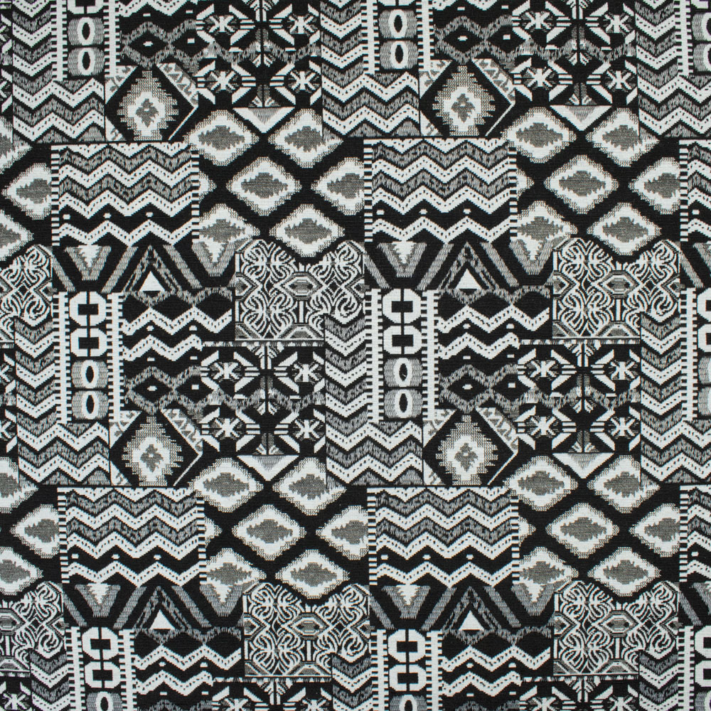 Jacquard doppelseitig Ethno Muster schwarz | Stoffe Werning
