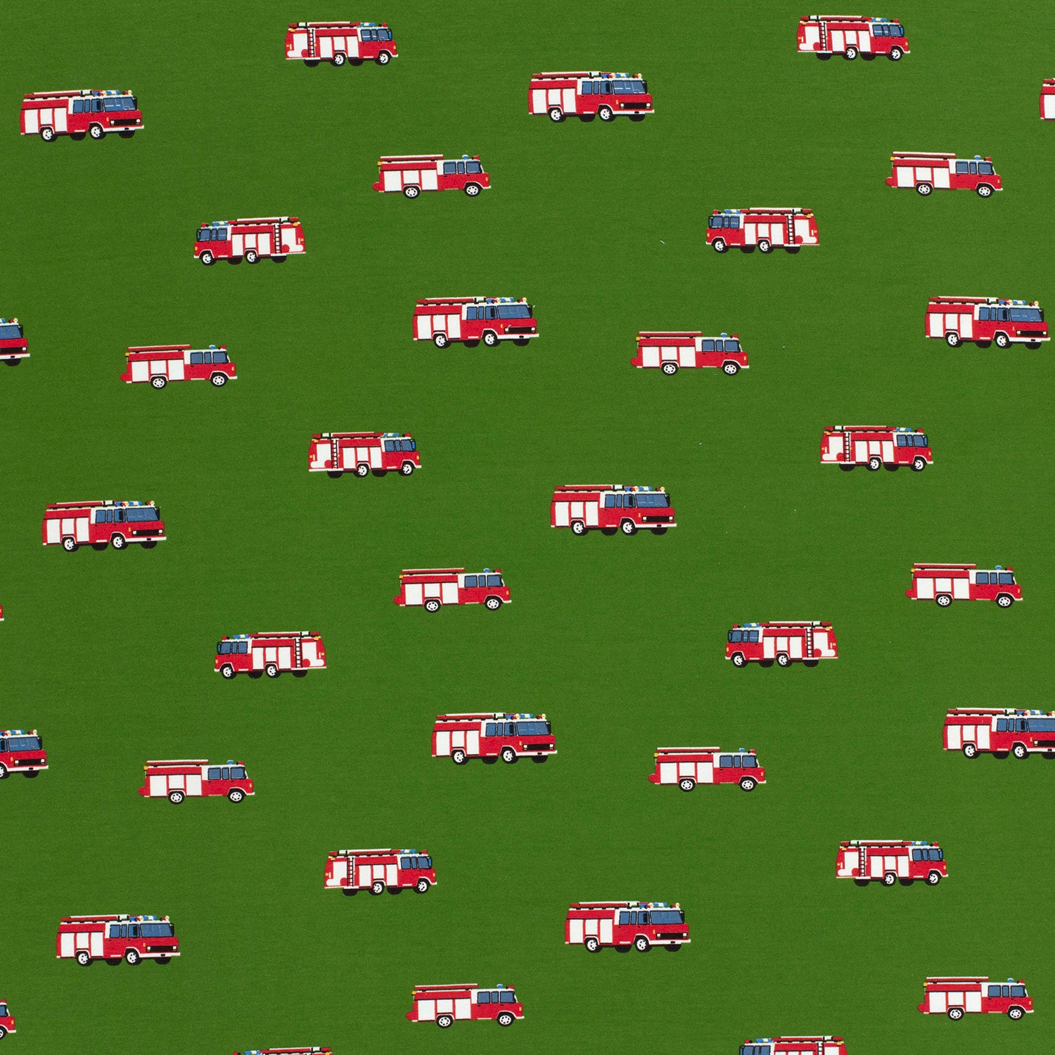 Feuerwehr Jersey Stoff - Baumwolljersey Mit Feuerwehrautos Creme 150cm Breit